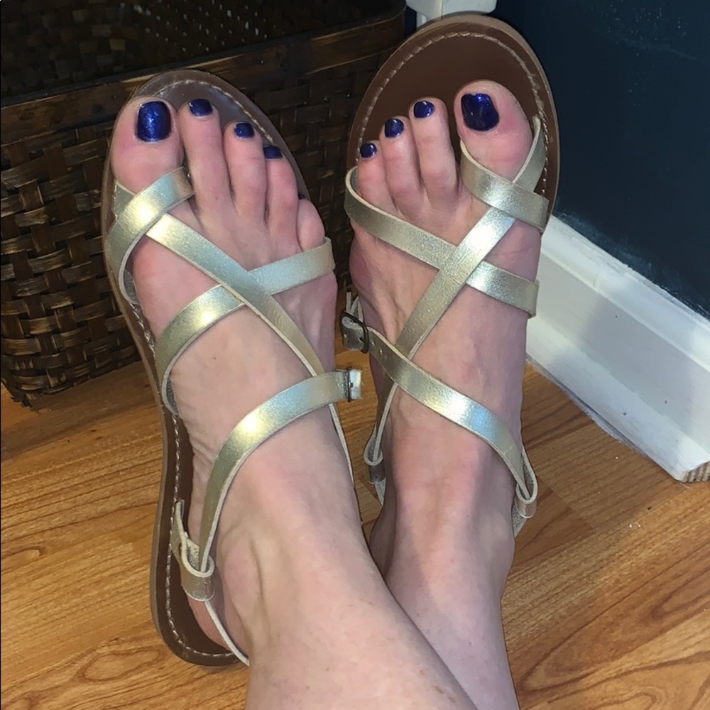 Gold gladiator sandals